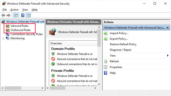 firewall inbound outbound rule